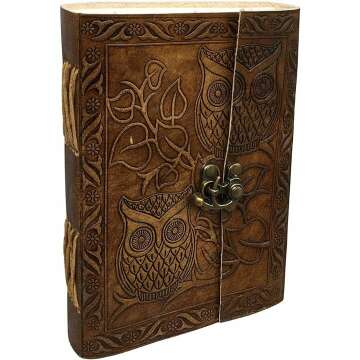 Owl Embossed Leather Journal - Handmade Vintage 240 Pages