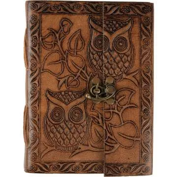 Owl Leather Journal - Vintage Handmade Notebook