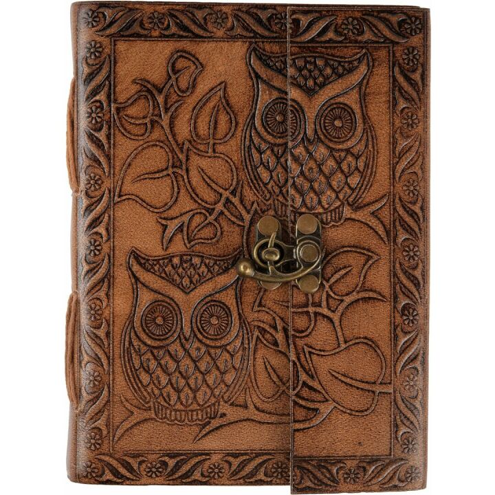 Owl Leather Journal - Vintage Handmade Notebook
