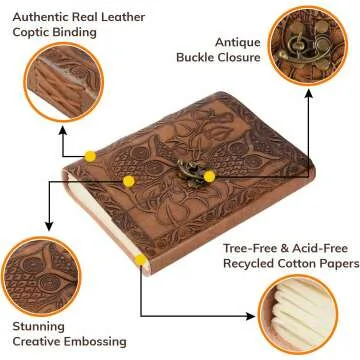 Owl Leather Journal - Vintage Handmade Notebook