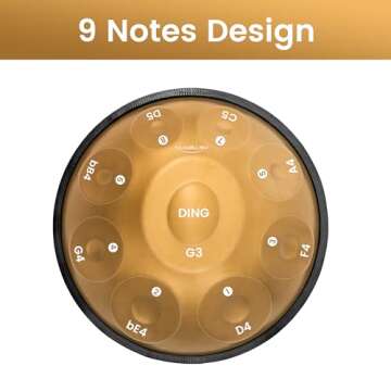 ASTEMAN Handpan - 18 inches, 9 notes, 432Hz, G minor with Accessories