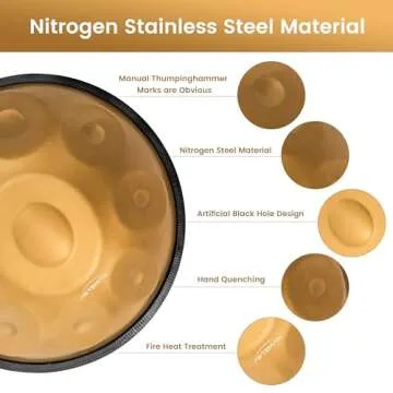 ASTEMAN Handpan - Portable Mini Gold 18 inch, 9 Notes