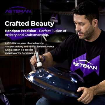 ASTEMAN Handpan - Portable Mini Gold 18 inch, 9 Notes
