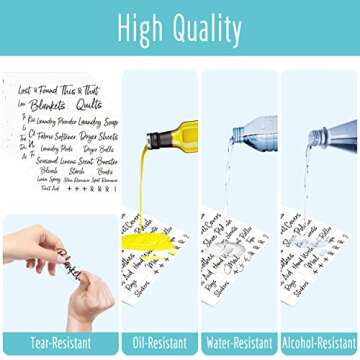 Hebayy 242 Laundry Room & Linens Closet Organization Labels, Waterproof Tear-Resistant No Residue Decals Cursive Stickers for Home Office Craft Room