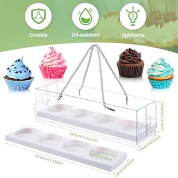 Thenshop 24 Pcs Clear Cupcake Boxes with Handle - Perfect for Every Occasion