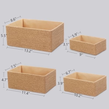 Stylish PROLAND Recycled Wicker Storage Basket Set of 4