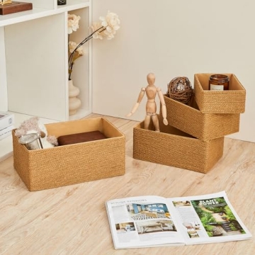 Stylish PROLAND Recycled Wicker Storage Basket Set of 4