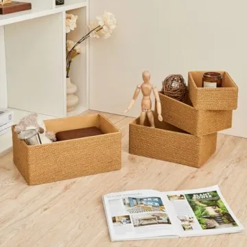 Stylish PROLAND Recycled Wicker Storage Basket Set of 4