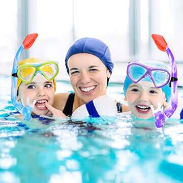 Kids Snorkel Set Dry Top Snorkeling Gear for Kids Youth Boys Girls Junior Age 5-15,Tempered Glass Sw...
