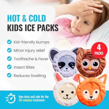 ICEWRAPS Small Ice Packs for Kids Boo Boos | Kids Reusable Ice Packs with Cloth Cover | Baby Ice Pack for Fever Boo Boo
