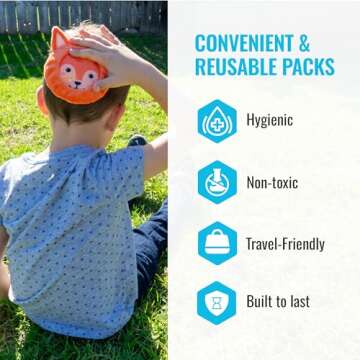 ICEWRAPS Small Ice Packs for Kids Boo Boos | Kids Reusable Ice Packs with Cloth Cover | Baby Ice Pack for Fever Boo Boo