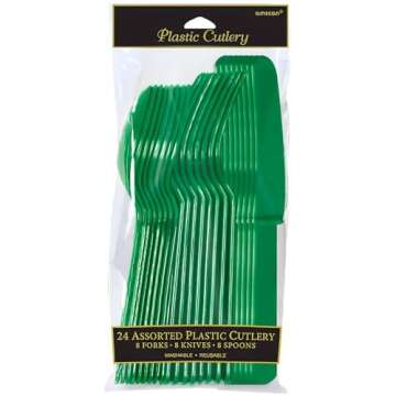 ASST PL CUTLERY - FESTIVE GRN (12/96)