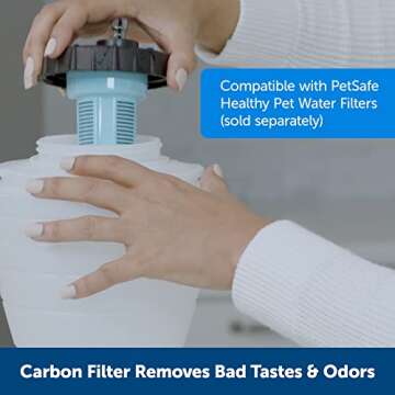 PetSafe Healthy Pet Water Station - Large, 320 oz Capacity - Gravity Pet Water Fountain, Automatic Cat Water Fountain or Dog Water Fountain - Water Dispenser - Removable Stainless Steel Bowl Included