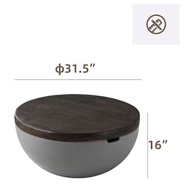 HOMPUS Side Table - Modern Drum Shaped Accent Table for Living Room, Balcony, or Outdoor
