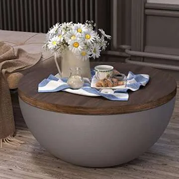 HOMPUS Modern Drum Shaped Side Table for Indoor Outdoor Use
