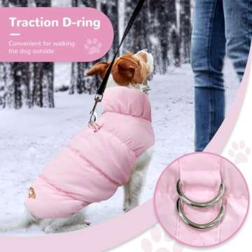 ABRRLO Winter Warm Dog Jacket for Small Medium Dogs Cat Cold Weather Coats with Harness Paded Dog Fl...