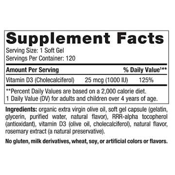 Nordic Naturals Vitamin D3 1000, Orange - 120 Mini Soft Gels - 1000 IU Vitamin D3 - Supports Healthy...
