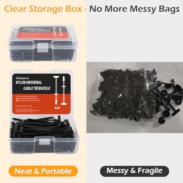Upgrade Nylon Cable Tie Buckle Set in Clear Box - 100PCS