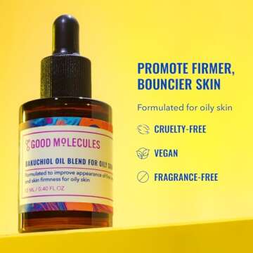 Good Molecules Bakuchiol Oil for Oily Skin - Moisturizing, Anti-Aging, Facial Oil - Natural Skincare...