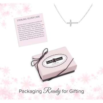 Cherished Moments Religious Sterling Silver Sideways Horizontal Cross Necklace with a Dainty Chain for Women and Girls Adjustable, 16-18 inch