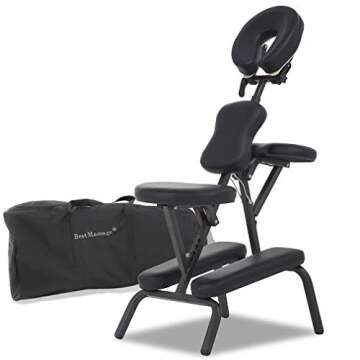 Portable Massage Chair for Tattoo and Spa Foldable Massage Therapy Chair with Adjustable Face Cradle High-Density Cushion Lightweight Design with Carrying Bag Ideal for Salon Use (Black)