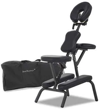 Portable Massage Chair for Tattoo and Spa Foldable Massage Therapy Chair with Adjustable Face Cradle High-Density Cushion Lightweight Design with Carrying Bag Ideal for Salon Use (Black)