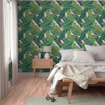 Removable Cheetah Tropical Leaves Peel & Stick Wallpaper