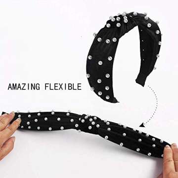 Ivyu Headbands Women Hair Head Bands - Accessories 4 Pcs Velvet Pearl Head Bands Cute Beauty Hairbands Fashion Girls Vintage Hair Boho Wide Bands For Workout GYM Yoga Running