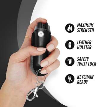 Guard Dog Security Pepper Spray Self Defense Keychain with Compact Small Leather Pepper Spray Case, ...