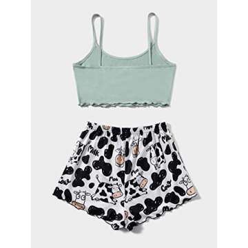 WDIRARA Women's Cute Print Pajama Set for Comfort