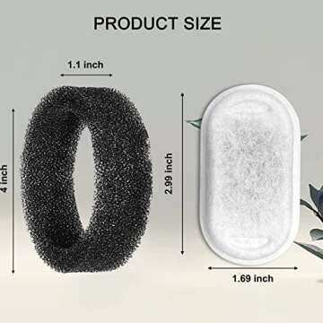 Cat Water Fountain Filters for 108/3.2L& 67oz/2L Stainless Steel Pet Water Dispenser Fountain Filter Replacement with 8 Sponges (8 Filters&8 Sponges)