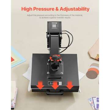 VEVOR Heat Press, 15x15 Power Heat Press Machine for T-Shirts, Fast Heating, High Pressure Digital Industrial Sublimation Printer for Heat Transfer Vinyl, Dark Black
