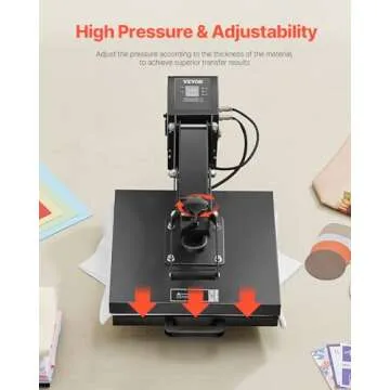 VEVOR Heat Press, 15x15 Power Heat Press Machine for T-Shirts, Fast Heating, High Pressure Digital Industrial Sublimation Printer for Heat Transfer Vinyl, Dark Black