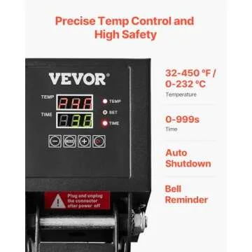 VEVOR Heat Press, 15x15 Power Heat Press Machine for T-Shirts, Fast Heating, High Pressure Digital Industrial Sublimation Printer for Heat Transfer Vinyl, Dark Black