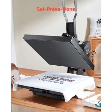 VEVOR Heat Press, 15x15 Power Heat Press Machine for T-Shirts, Fast Heating, High Pressure Digital Industrial Sublimation Printer for Heat Transfer Vinyl, Dark Black