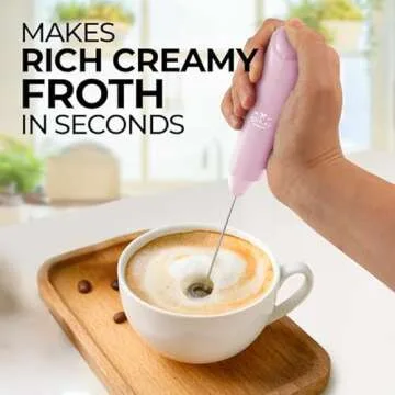Zulay Kitchen Powerful Milk Frother Wand for Quick Froth