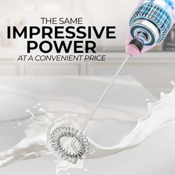 Zulay Kitchen Powerful Milk Frother Wand - Mini Milk Frother Handheld Stainless Steel - Battery Operated Drink Mixer for Coffee, Lattes, Cappuccino, Matcha - FrothMate Milk Frother Gift, Cotton Candy