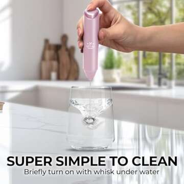 Zulay Kitchen Powerful Milk Frother Wand - Mini Milk Frother Handheld Stainless Steel - Battery Operated Drink Mixer for Coffee, Lattes, Cappuccino, Matcha - FrothMate Milk Frother Gift, Cotton Candy