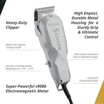 Wahl Professional Senior Corded Clipper Heavy Duty Tapering and Blending V9000 Motor
