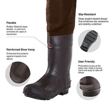 TIDEWE Neoprene Waders - Waterproof Fishing & Hunting Chest Waders with Rubber Boots