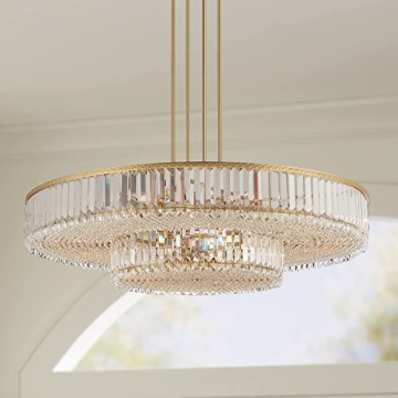 Stiffel Ella Soft Gold Chandelier Lighting 40 1/4" Wide Modern 2-Tier Frame Clear Crystal 16-Light F...
