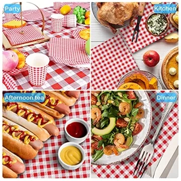 Gatherfun Red & White Gingham Disposable Napkins 50 Pack