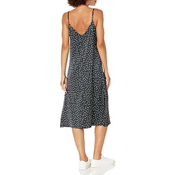 The Drop Women's Ana Silky V-Neck Midi Slip Dress, Black/White Polka Dot, XL