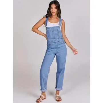 ANRABESS Womens Jean Overalls Loose Fit Adjustable Strap Denim Jumpsuits Rompers Bib Overall 2025 Spring Fashion Work Outfits Washed Blue Medium