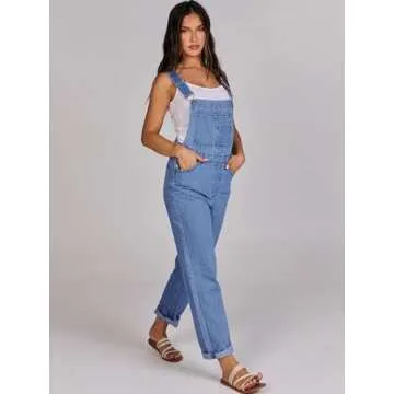 ANRABESS Womens Jean Overalls Loose Fit Adjustable Strap Denim Jumpsuits Rompers Bib Overall 2025 Spring Fashion Work Outfits Washed Blue Medium
