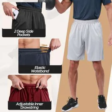 Men's 3 Pack Gym Basketball Shorts - Quick Dry Athletic Wear with Pockets