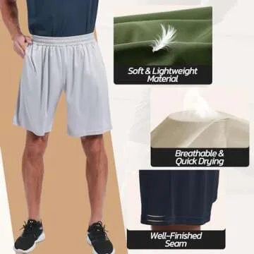 Men's Lightweight Gym Basketball Shorts with Pockets