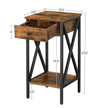 VASAGLE Industrial Tall Nightstand - Stylish Storage Solution