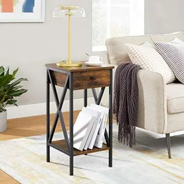 VASAGLE Industrial Tall Nightstand - Stylish Storage Solution