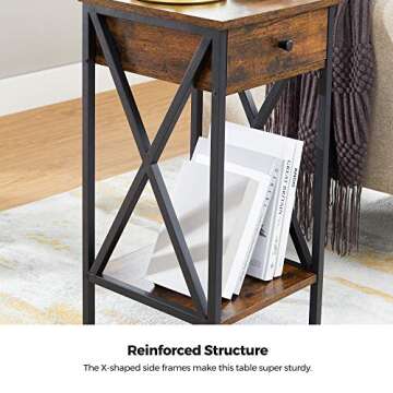 VASAGLE Industrial Tall Nightstand - Stylish Storage Solution
